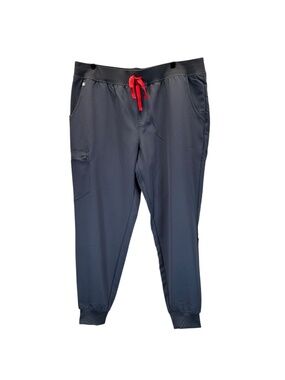 NEW Figs Zamora Joggers Gray Red Drawstring Plus Size Women's 2XLR Medical Field